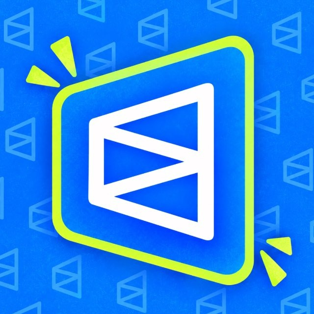 PolyPad white geometric mark on electric blue, outlined in lime
